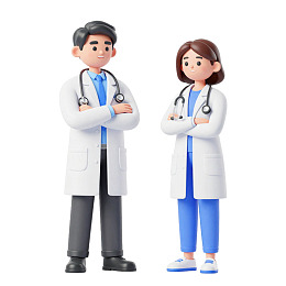 两位身穿白大褂的医生站立