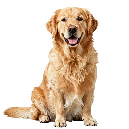 金毛犬静坐微笑图片