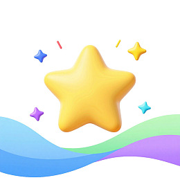 黄色五角星与彩色波浪