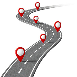 蜿蜒道路与定位标记图片