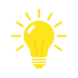 黄色灯泡图标象征创意与灵感