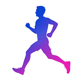 蓝紫渐变色跑步人物剪影