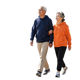 老年夫妇户外散步图片