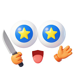 卡通形象手持刀具与表情部件