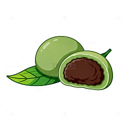 Q 版卡通豆沙青团美食插画