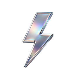 金属光泽闪电符号特写