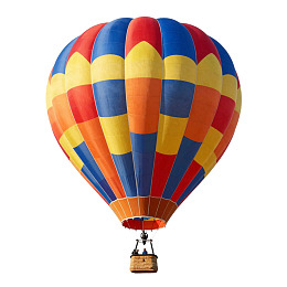 彩色热气球在白色背景中