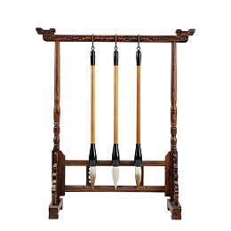 古典木质笔架悬挂三支毛笔