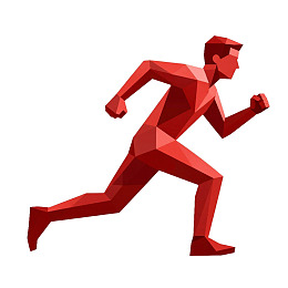 红色几何风格奔跑人物插画