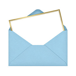 蓝色信封内含金色边框卡片