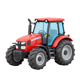 红色农用拖拉机卡通插画