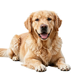 金毛犬静卧微笑图片