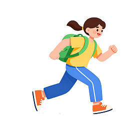 背着书包奔跑的女孩图片