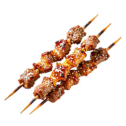 三串撒芝麻烤肉串图片