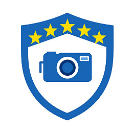 蓝色盾牌内含相机与五角星