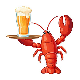 卡通龙虾端啤酒杯图片