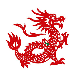 红色剪纸风格龙图案图片