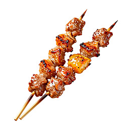 两串烤肉串特写图片