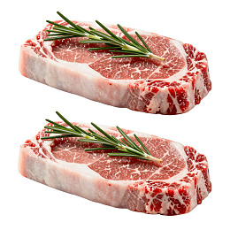 两块带迷迭香的生牛排