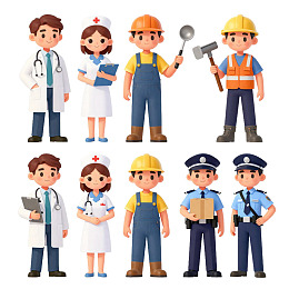八位职业人物卡通形象集合