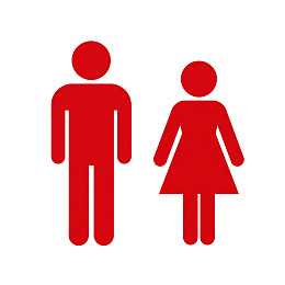 红底白边男女卫生间标识