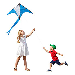 兄妹放风筝欢乐奔跑图片