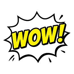 黄色大写字母“WOW！”爆炸气泡