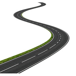 蜿蜒的黑色公路延伸至远方