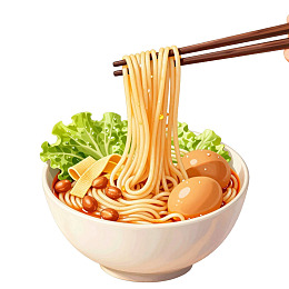 筷子夹起一碗热气腾腾的面条