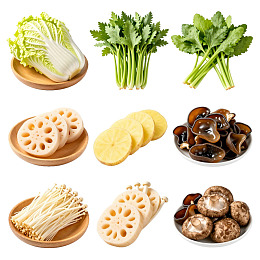 九种新鲜蔬菜食材展示