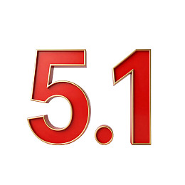 红色数字5.1艺术字体设计