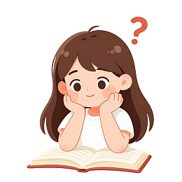 女孩看书疑惑思考图片