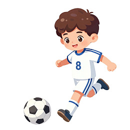卡通男孩踢足球图片