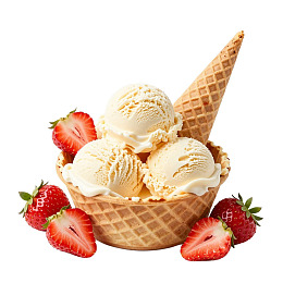 香草冰淇淋配草莓图片