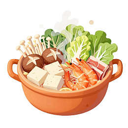 热气腾腾的火锅食材图片