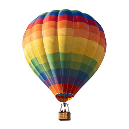 彩色热气球在白色背景中