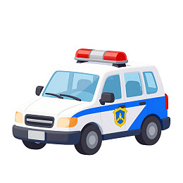 白色警车卡通插画图片