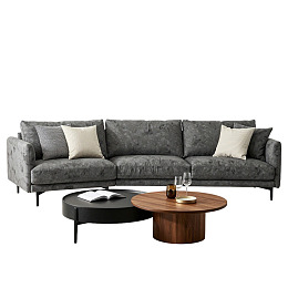 现代简约风格灰色沙发与圆形茶几