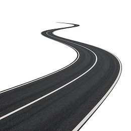 蜿蜒的黑色公路延伸至远方