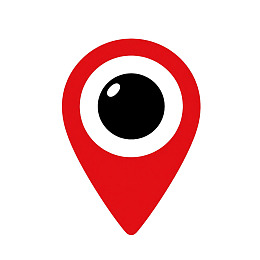 红色定位图标内嵌眼睛图案