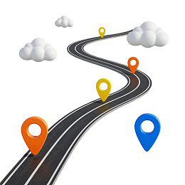 蜿蜒道路配彩色定位图标