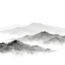 水墨山水云雾缭绕图片