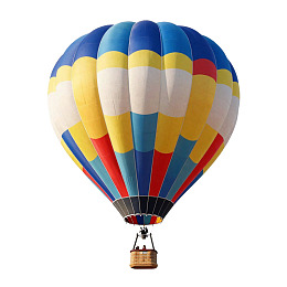 彩色热气球在白色背景中