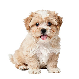 浅棕色小狗吐舌萌态图片