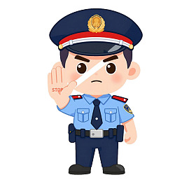 卡通警察举手示意停止
