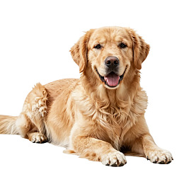 金毛犬静卧微笑图片