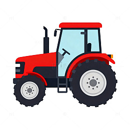 红色卡通拖拉机矢量图
