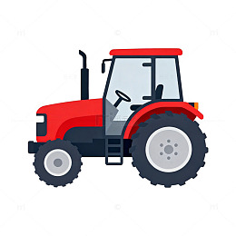 卡通风格红色拖拉机插画素材