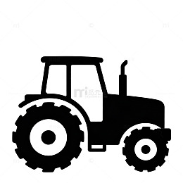 黑白色调拖拉机剪影