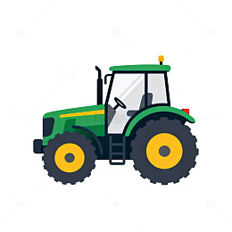 卡通风格绿色拖拉机插画